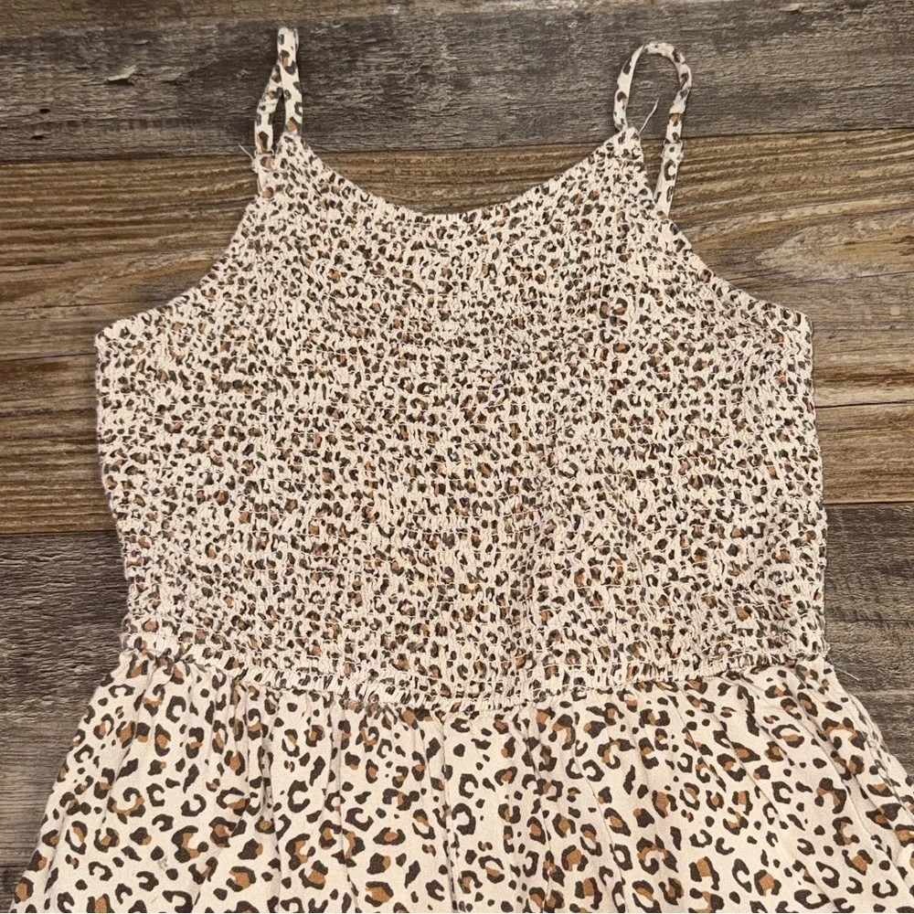 Japna Leopard Print Jumpsuit Womens Medium Wide Leg Boho Smocked